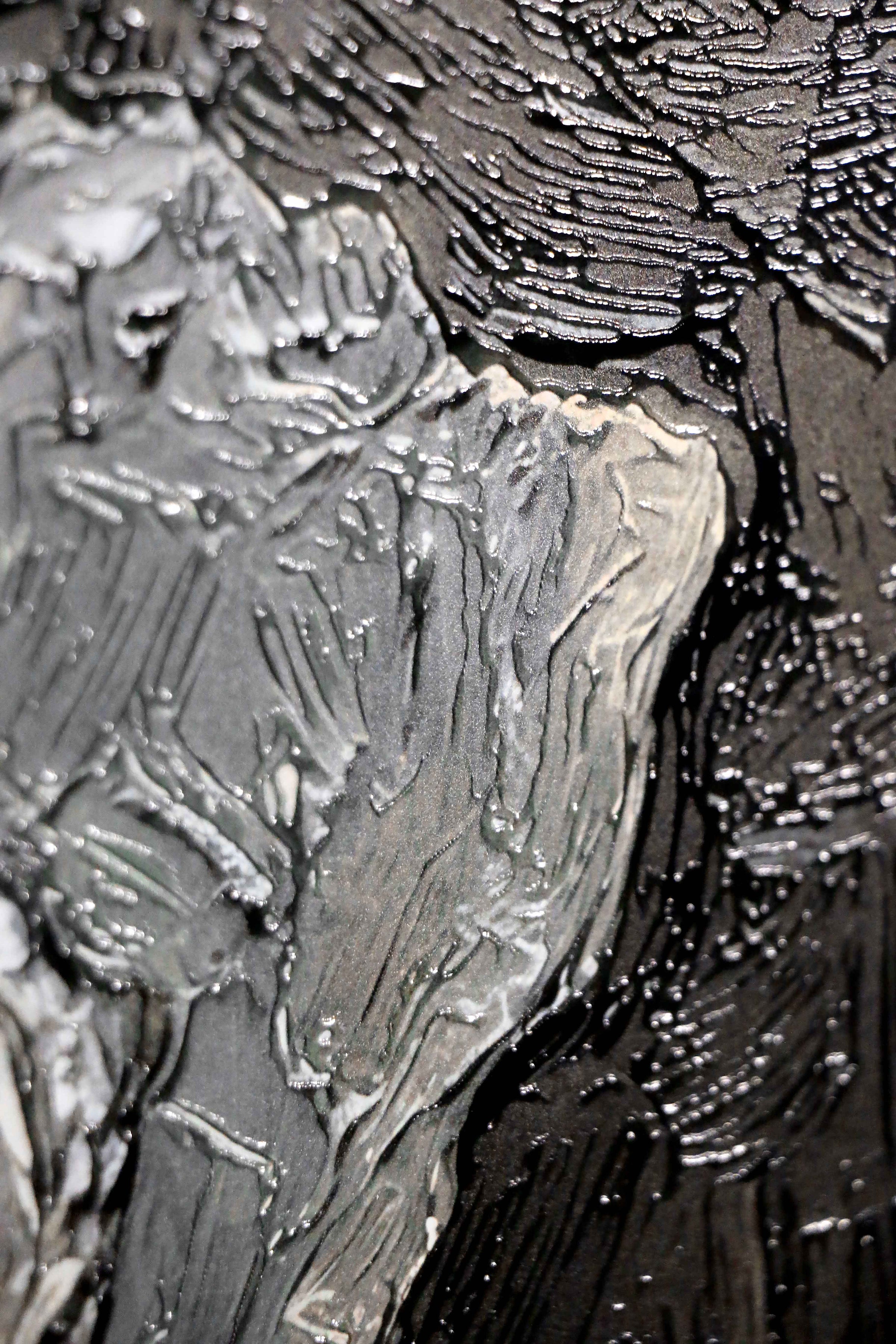 Titanium Terra Impasto — 3D Haptic Embossed High-Gloss Luxury Wall Art