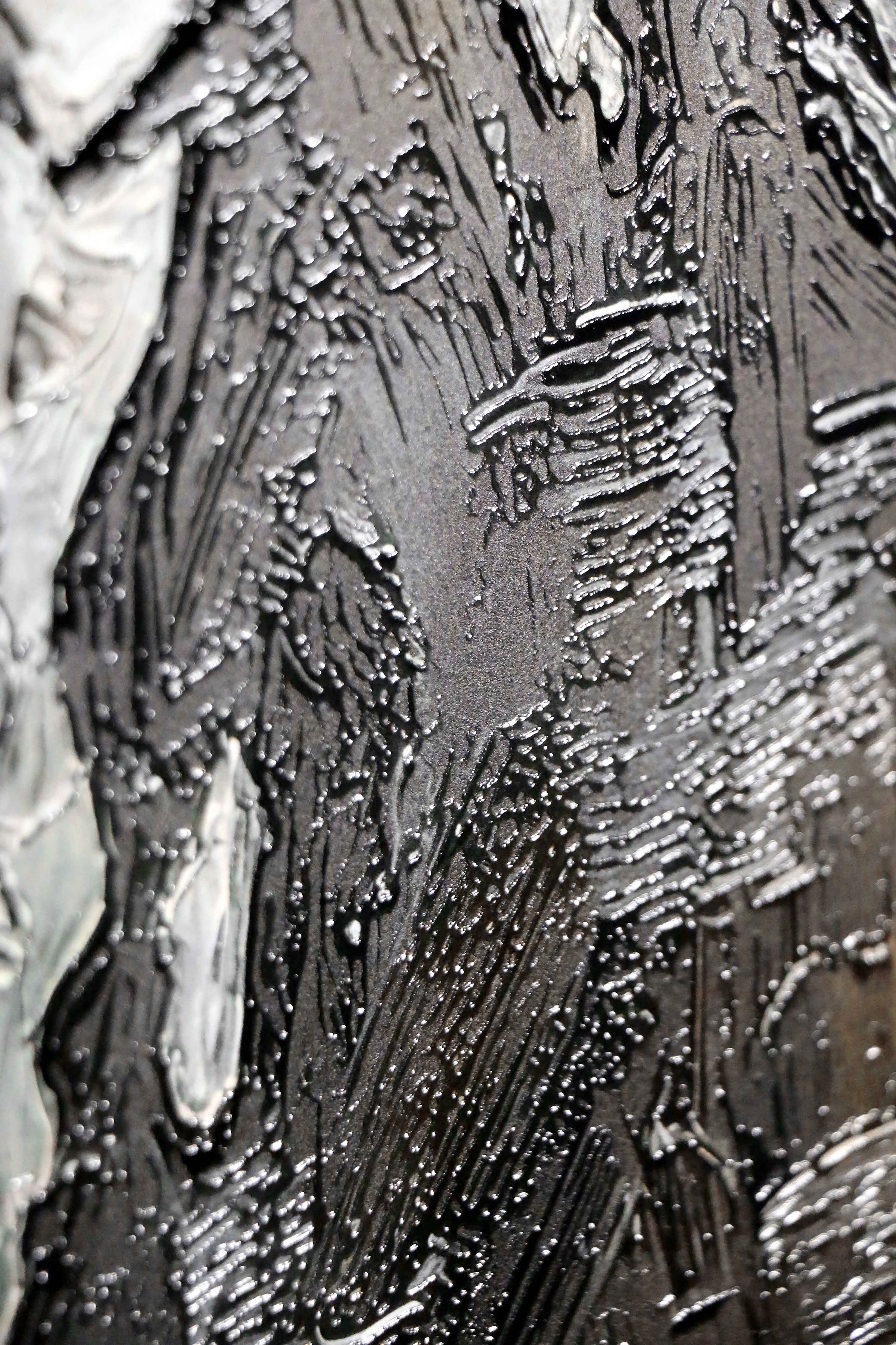 Titanium Terra Impasto — 3D Haptic Embossed High-Gloss Luxury Wall Art