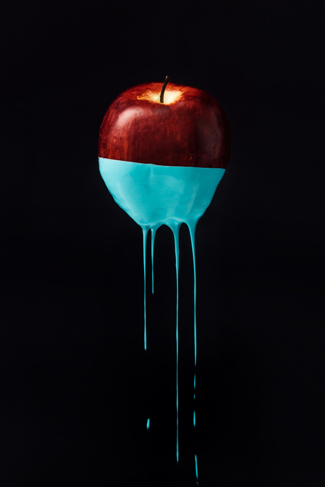 Crimson & Cyan Drip — 3D Haptic Embossed High-Gloss Luxury Wall Art
