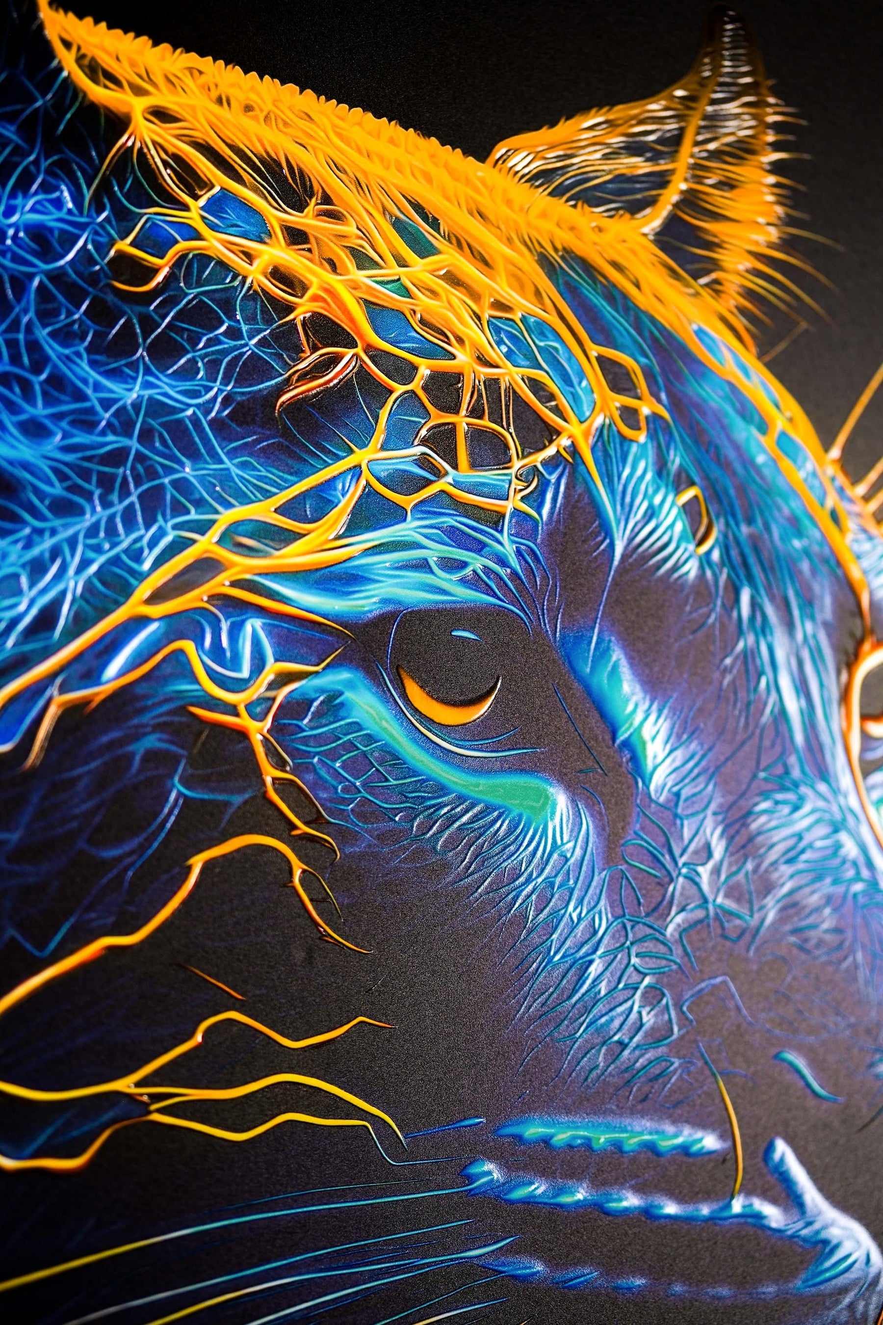 Neon Panther Pulse — 3D Haptic Embossed High-Gloss Luxury Wall Art