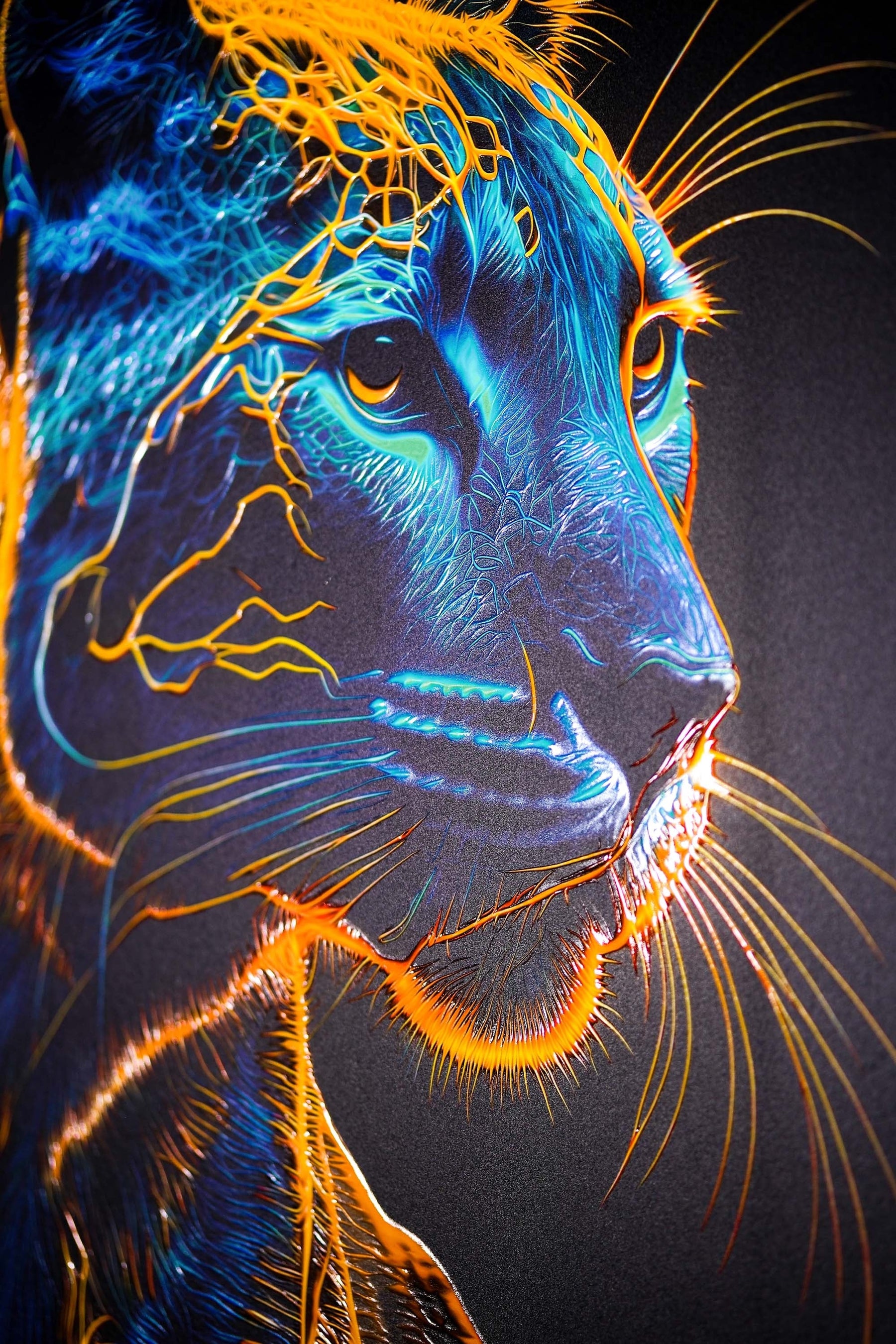 Neon Panther Pulse — 3D Haptic Embossed High-Gloss Luxury Wall Art