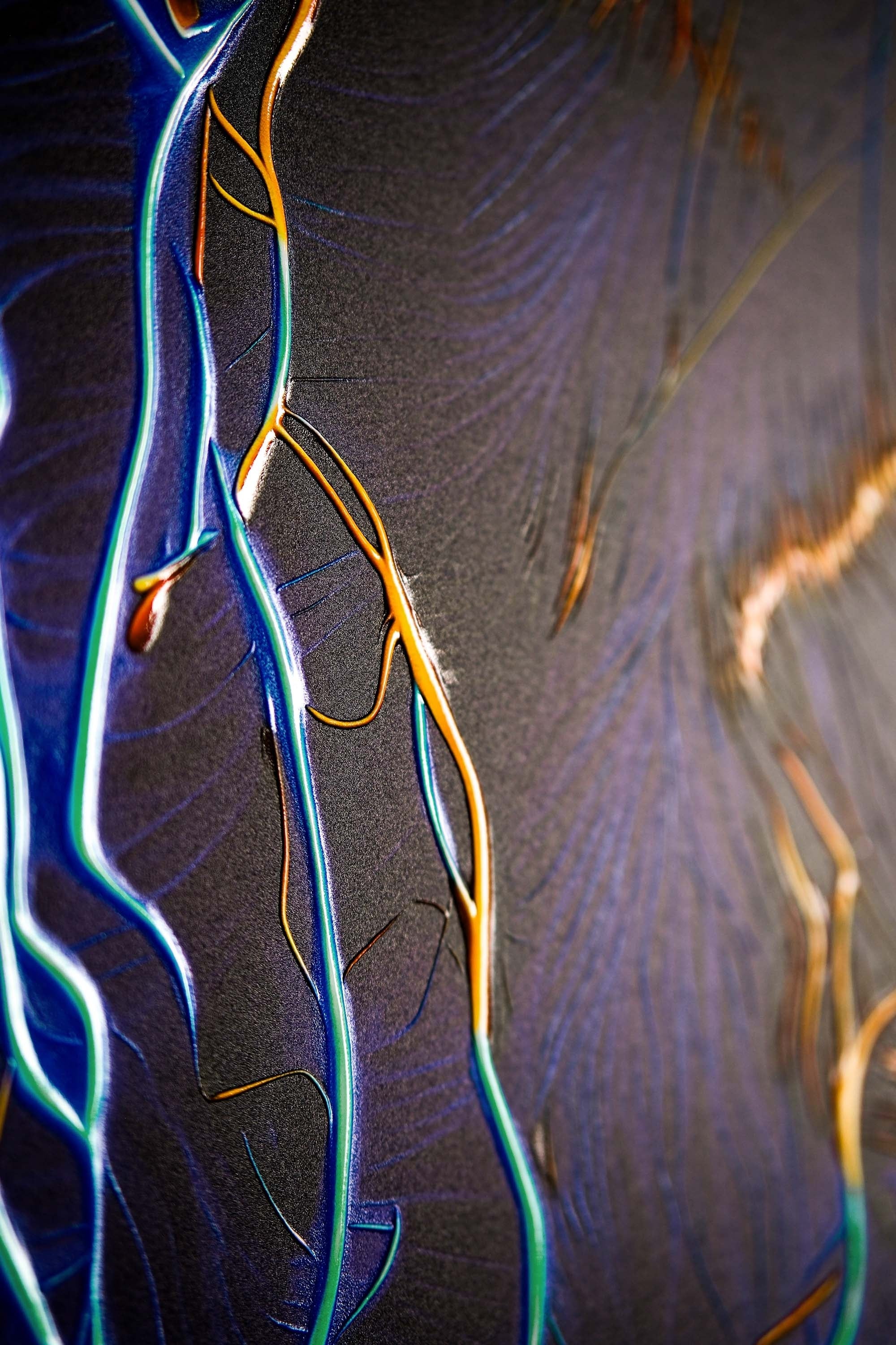 Neon Panther Pulse — 3D Haptic Embossed High-Gloss Luxury Wall Art