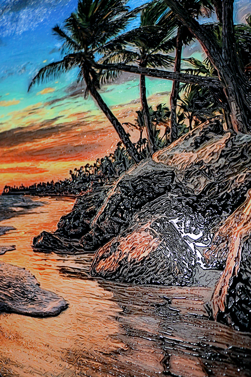 Tropic Dusk Symphony - Haptic 3D Embossed + High-Gloss Lacquer Print