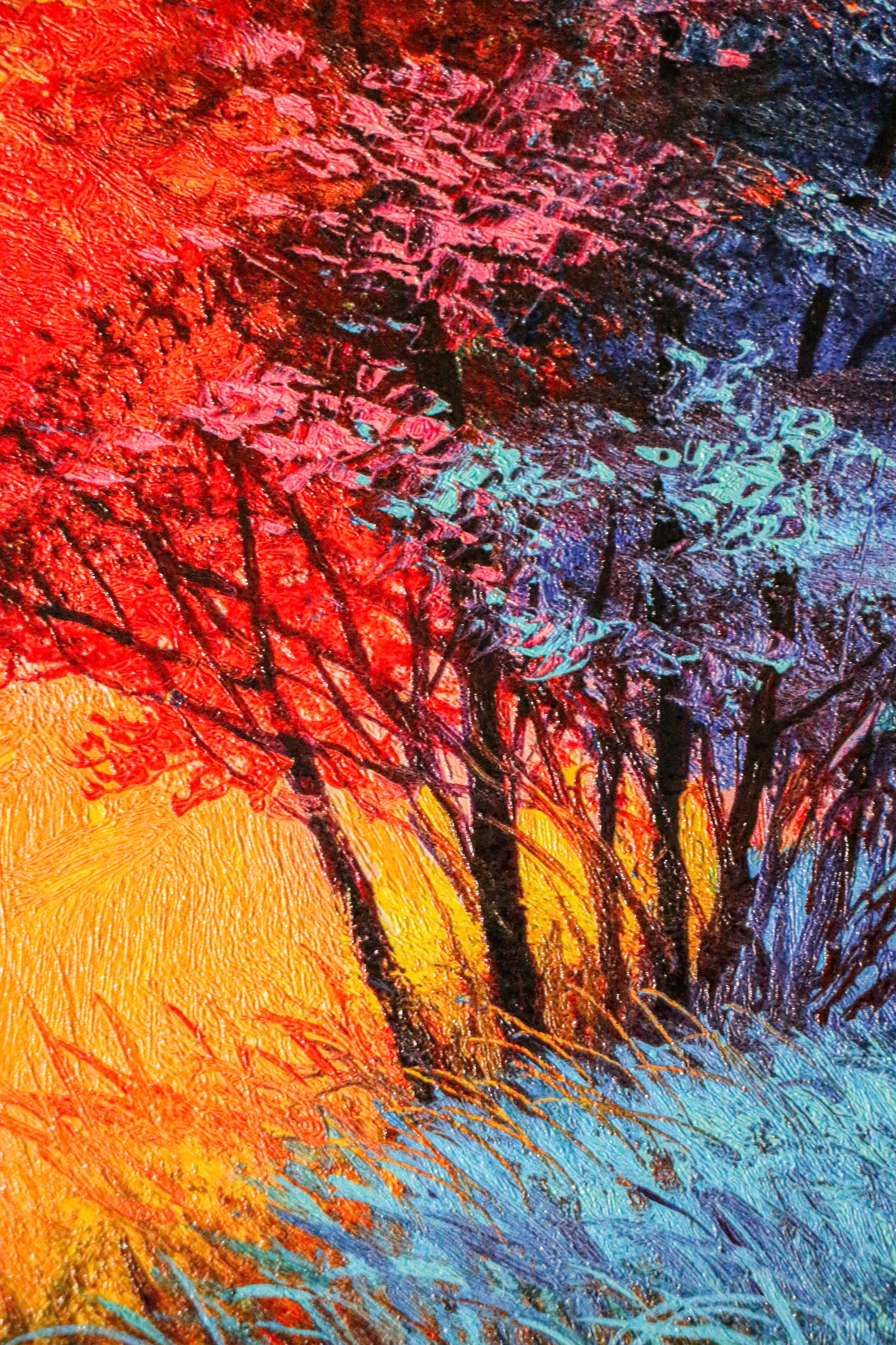 Crimson Frost Solitude — 3D Haptic Embossed High-Gloss Luxury Wall Art