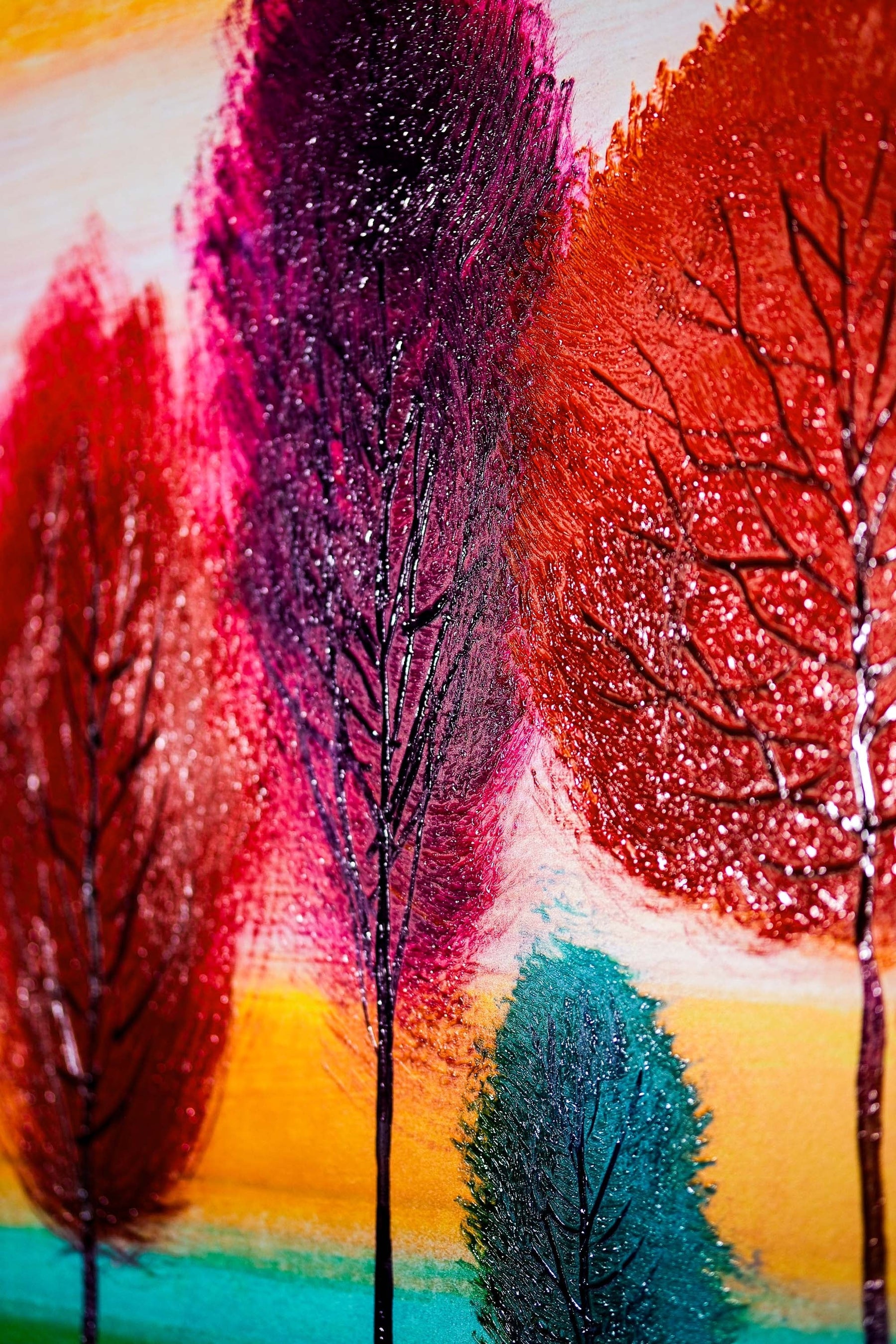 Radiant Chromatic Grove — 3D Haptic Embossed High-Gloss Luxury Wall Art