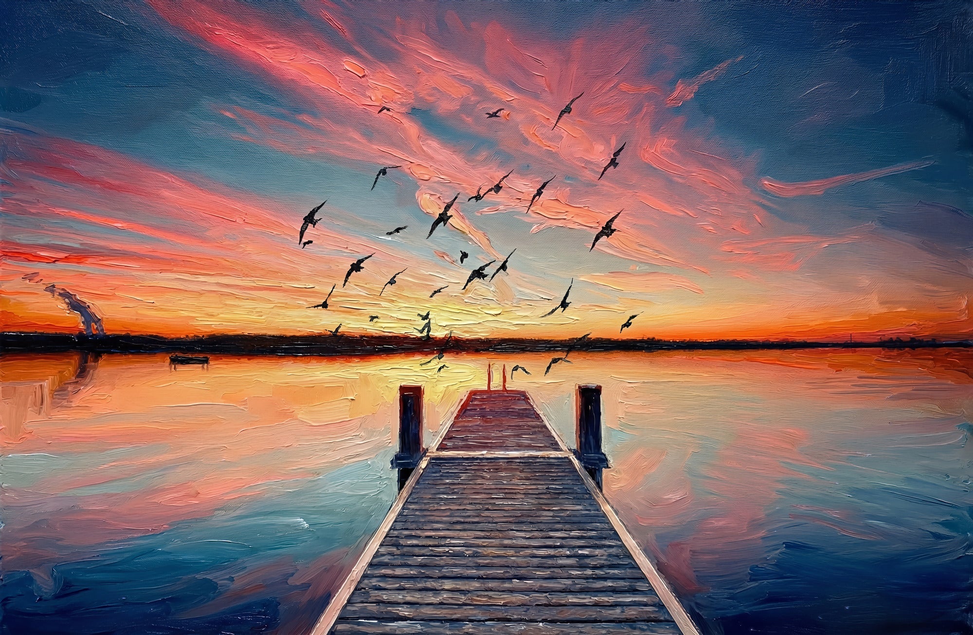 Twilight Pier Sojourn — 3D Haptic Embossed High-Gloss Luxury Wall Art