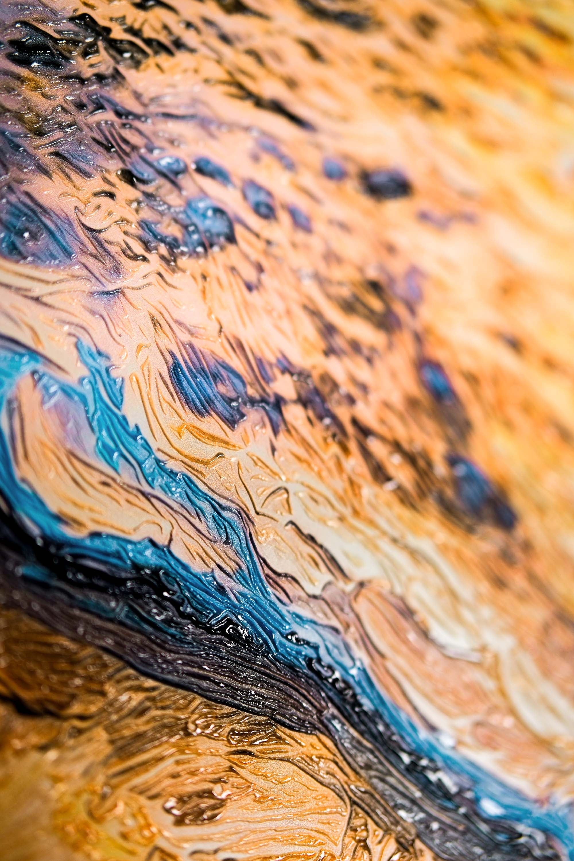 Azure Shoreline Radiance — 3D Haptic Embossed High-Gloss Luxury Wall Art