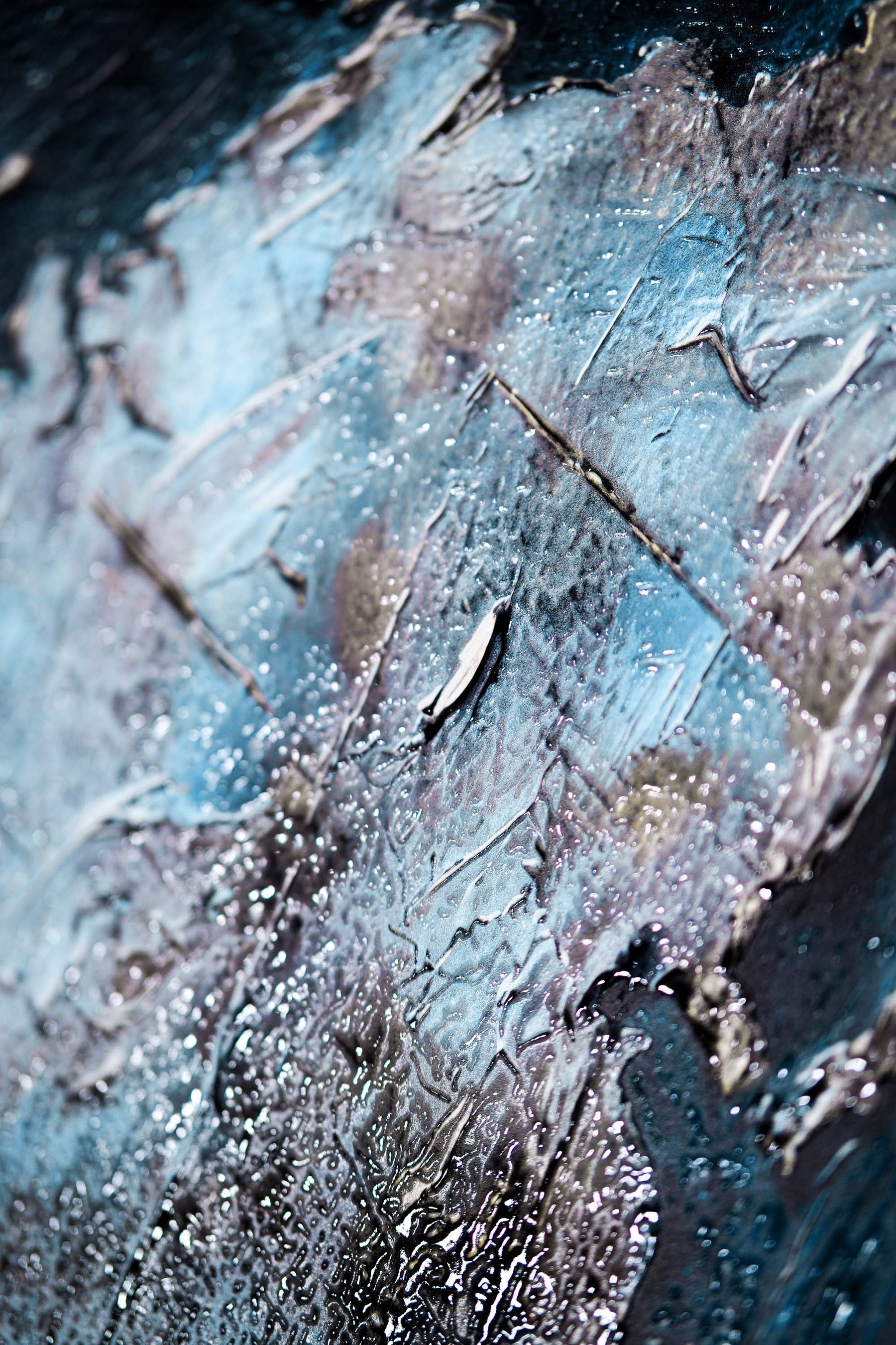 Sapphire Metallic Atlas — 3D Haptic Embossed High-Gloss Luxury Wall Art