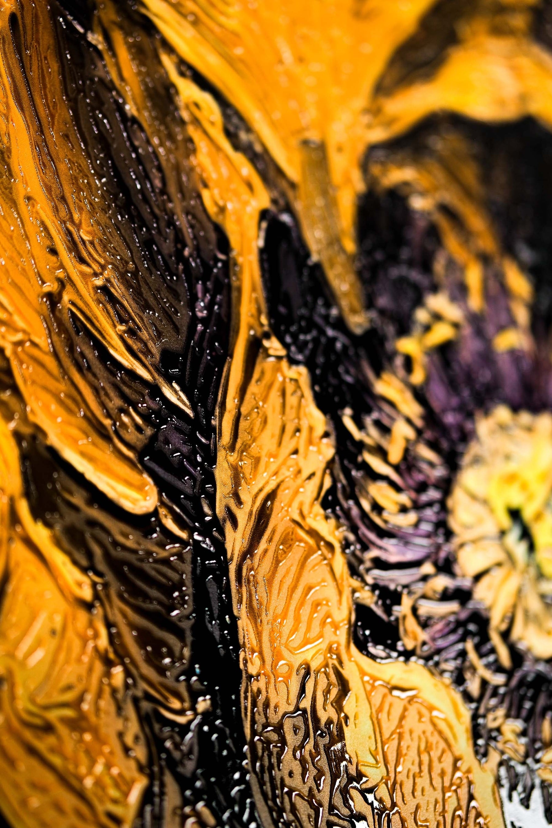 Gilded Obsidian Bloom — 3D Haptic Embossed High-Gloss Luxury Wall Art
