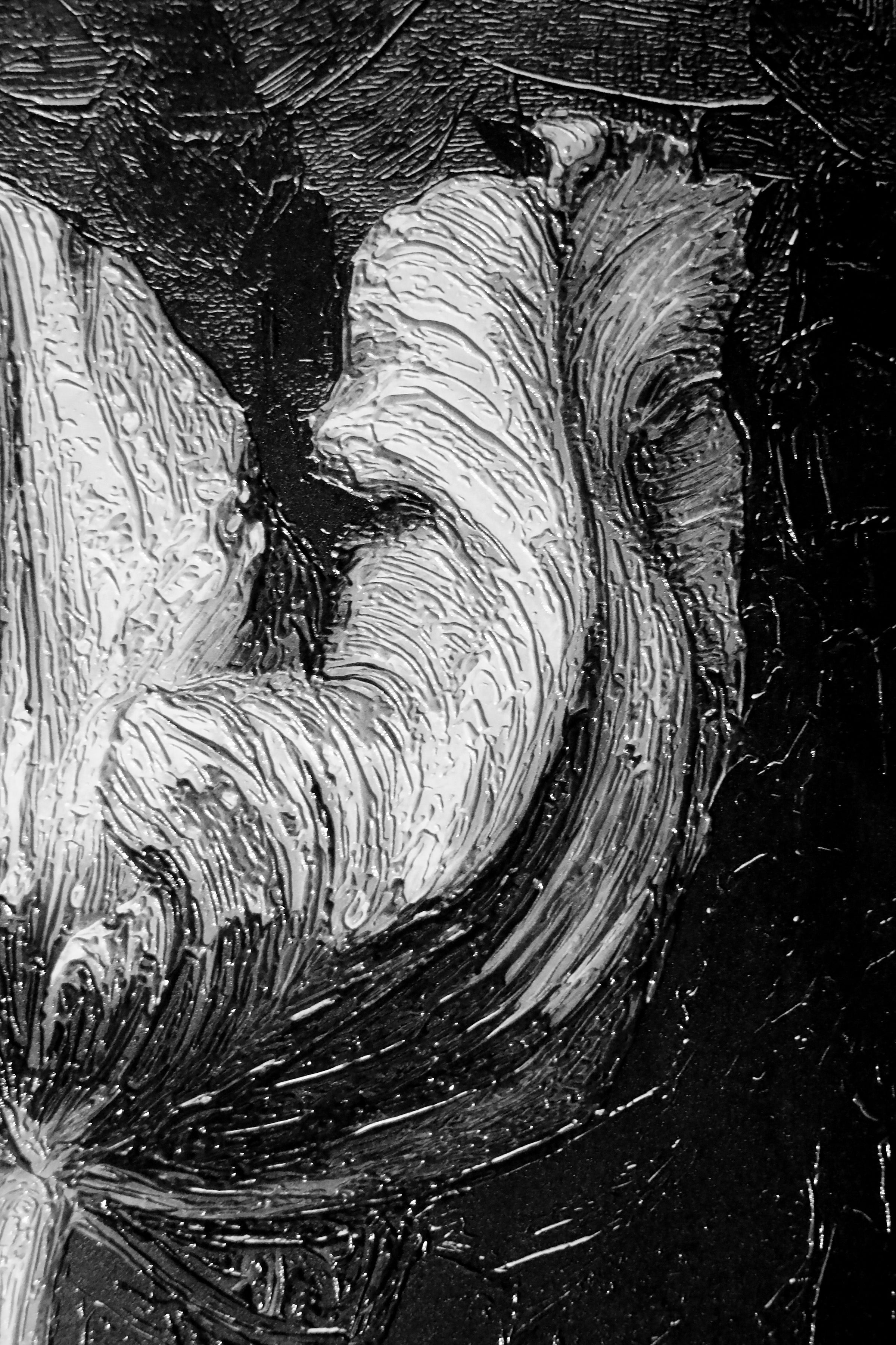 Obsidian & Ivory Grace — 3D Haptic Embossed High-Gloss Luxury Wall Art