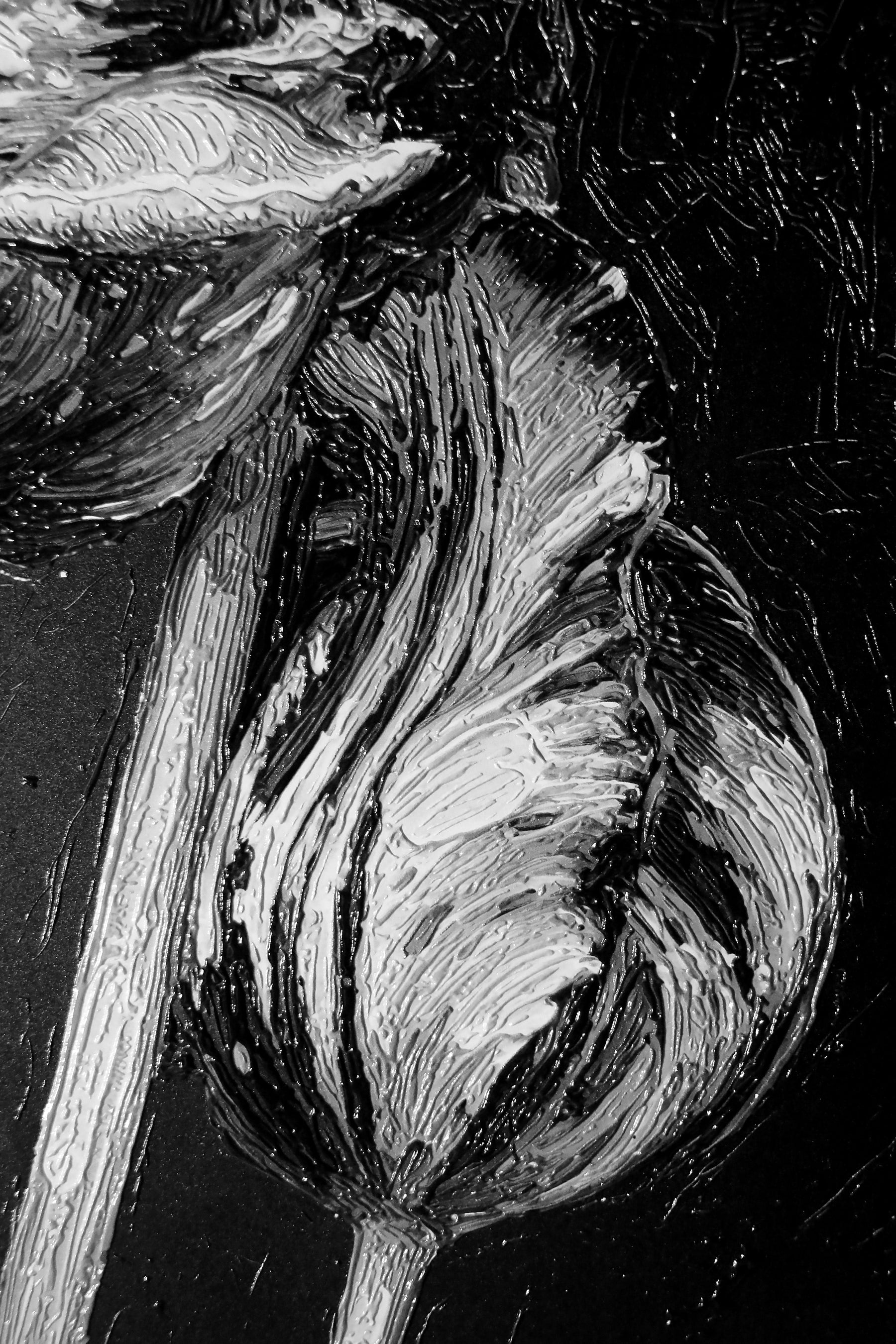 Obsidian & Ivory Grace — 3D Haptic Embossed High-Gloss Luxury Wall Art