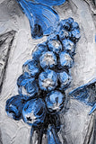 Sapphire Flora Relief — 3D Haptic Embossed High-Gloss Luxury Wall Art