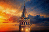 Galata Sunset Sentinel — 3D Haptic Embossed High-Gloss Luxury Wall Art