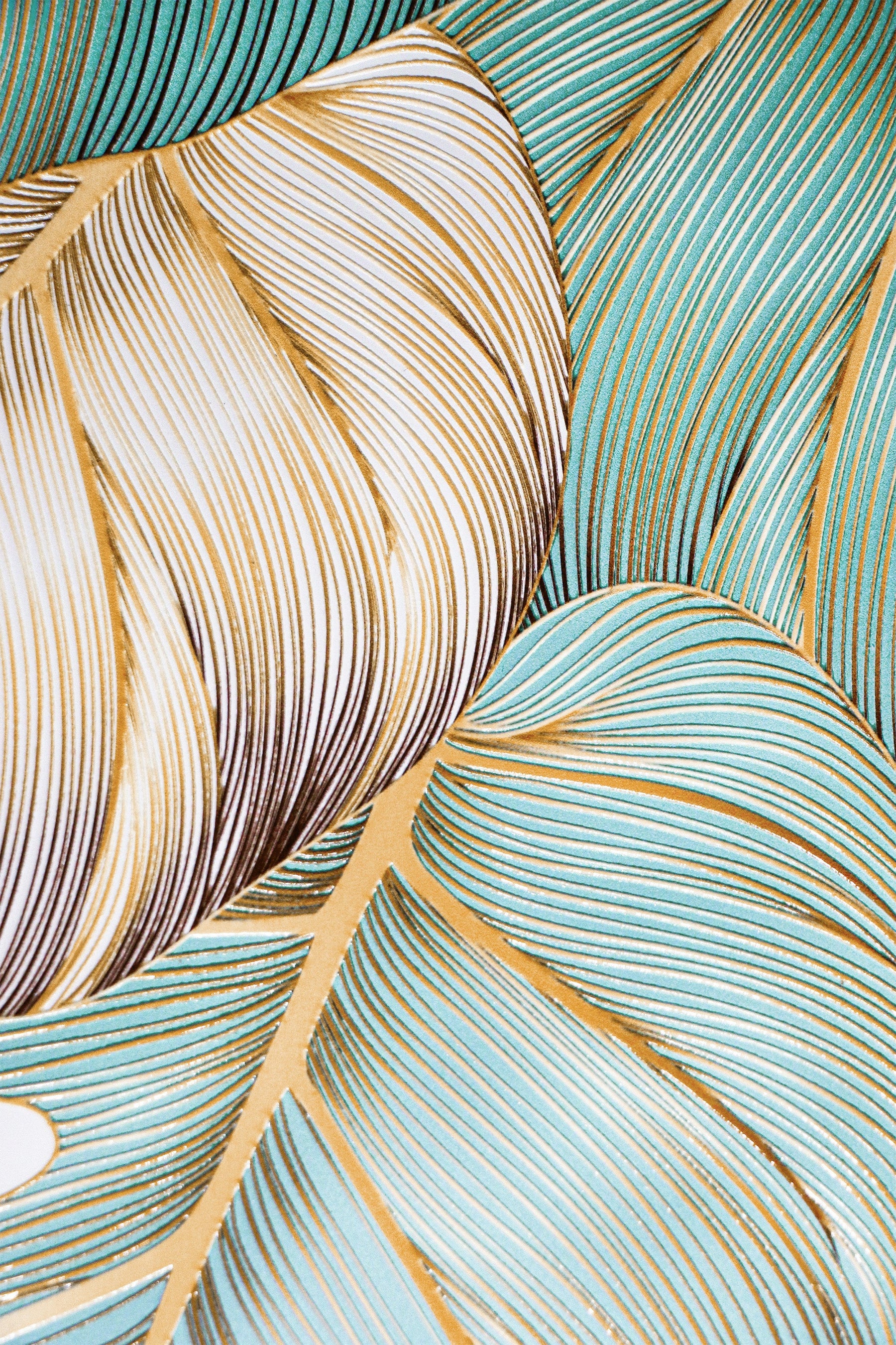 Azure Gilded Monstera — 3D Haptic Embossed High-Gloss Luxury Wall Art