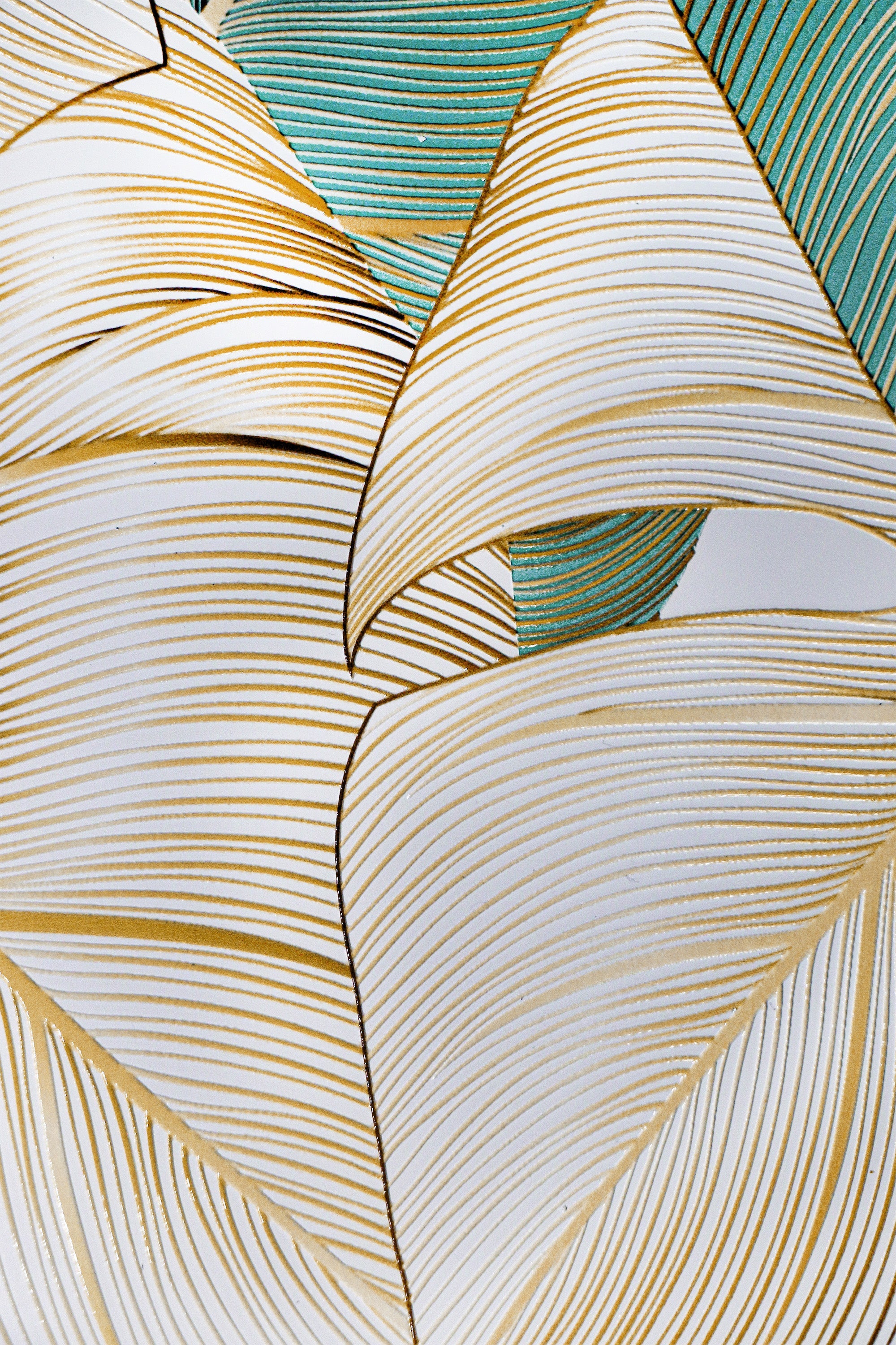 Azure Gilded Monstera — 3D Haptic Embossed High-Gloss Luxury Wall Art