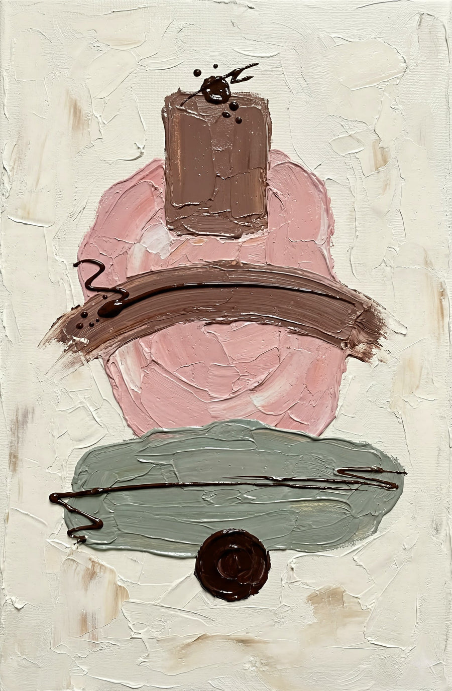 Mocha & Rose Abstract Stack — 3D Haptic Embossed High-Gloss Luxury Wall Art