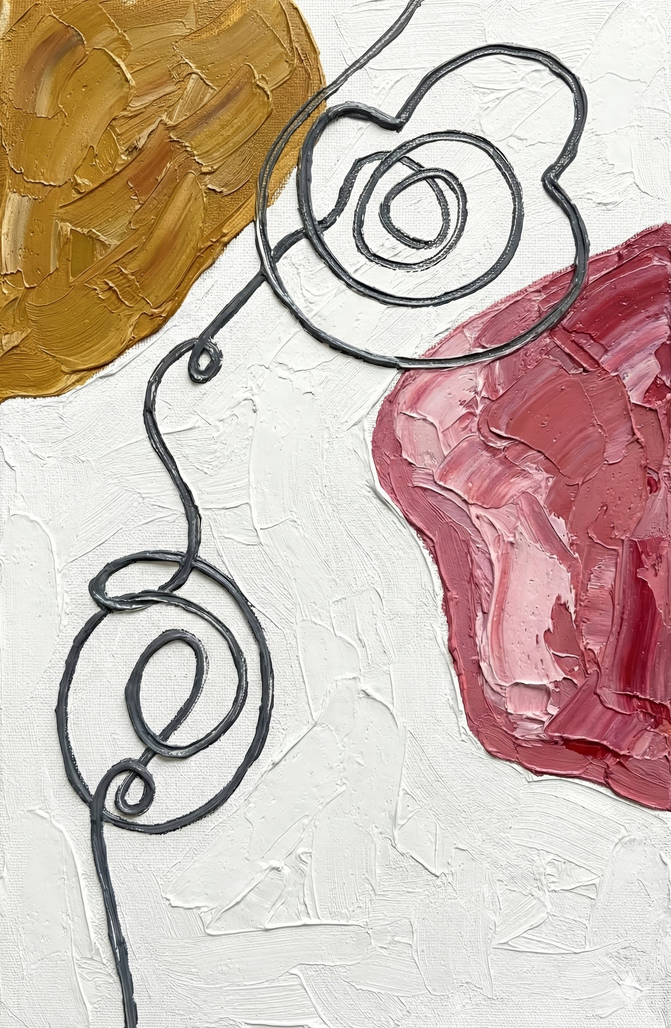 Crimson & Ochre Lyric — 3D Haptic Embossed High-Gloss Luxury Wall Art