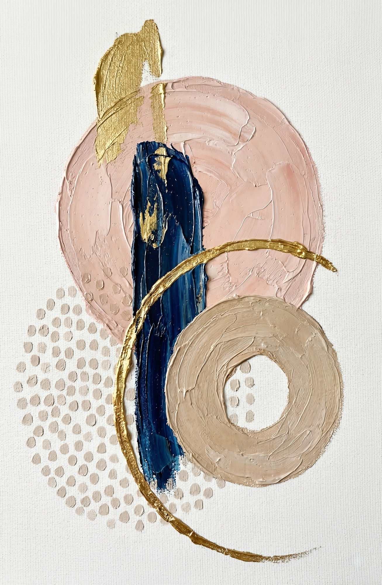 Sapphire & Rose Orbit — 3D Haptic Embossed High-Gloss Luxury Wall Art