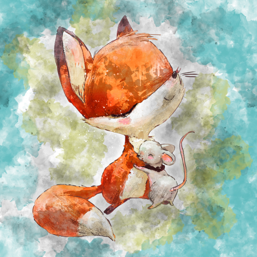 Fox And Mouse Glass Wall Art