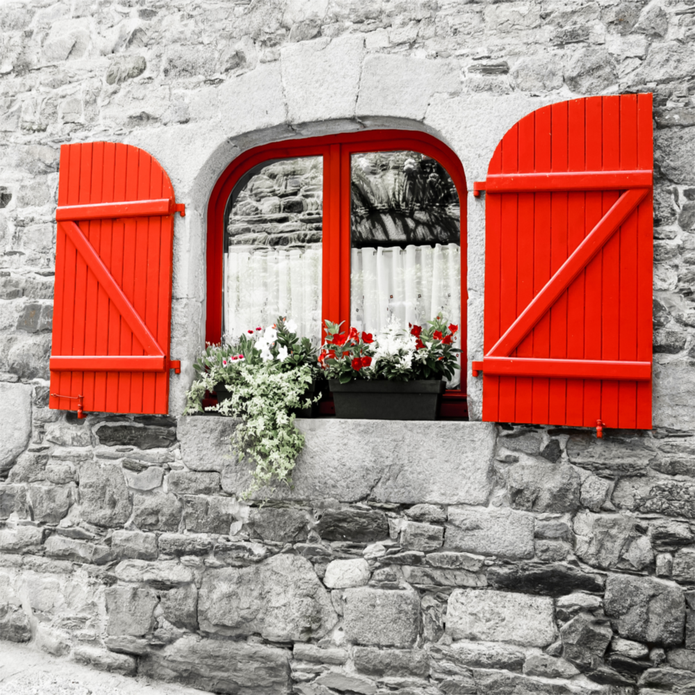 Red Window Glass Wall Art