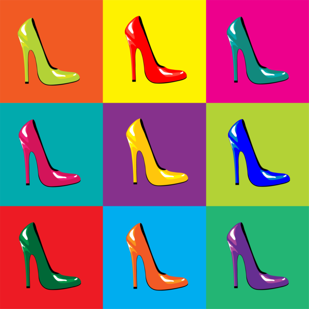 Colored Shoes Glass Wall Art