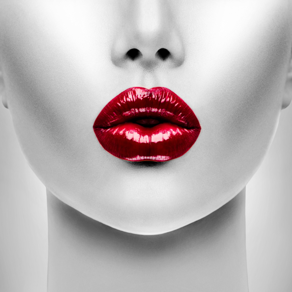 Red Lipstick Woman Glass Wall Art