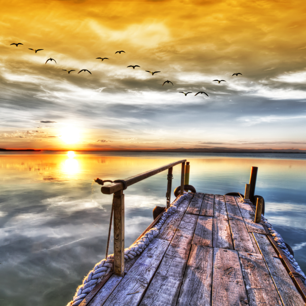Sunset Landscape Glass Wall Art