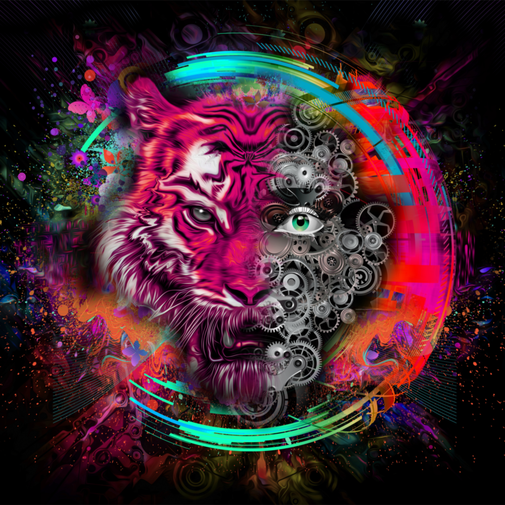 Machine Tiger Glass Wall Art