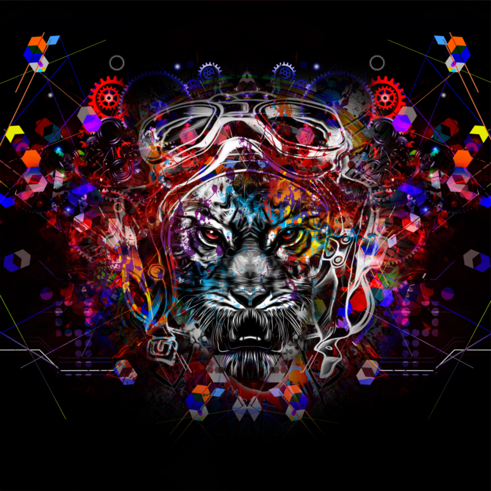 Mechanical Tiger Glass Wall Art