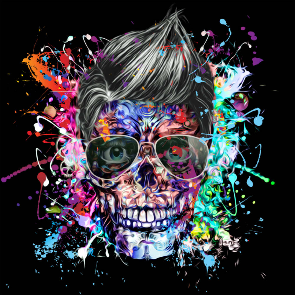 Colors and Skull Glass Wall Art