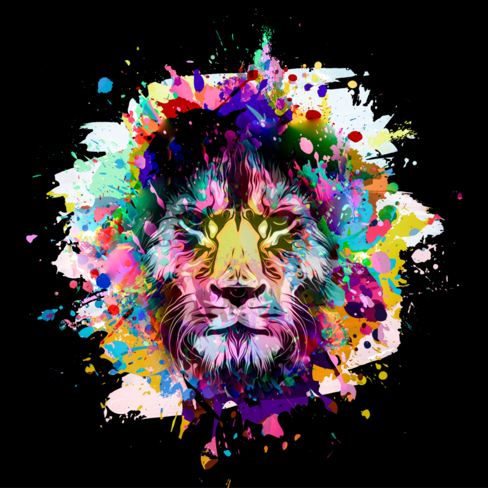 Colored Fury of the Lion Glass Wall Art