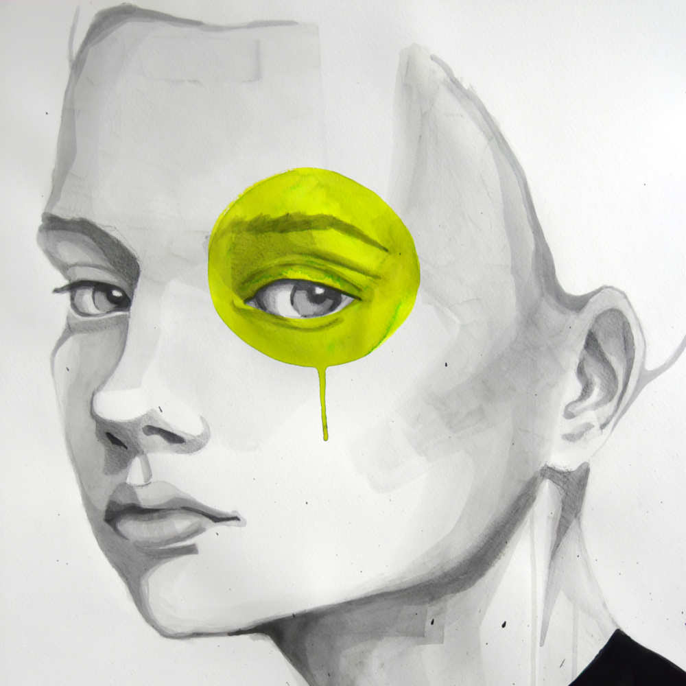 Yellow Look Glass Wall Art