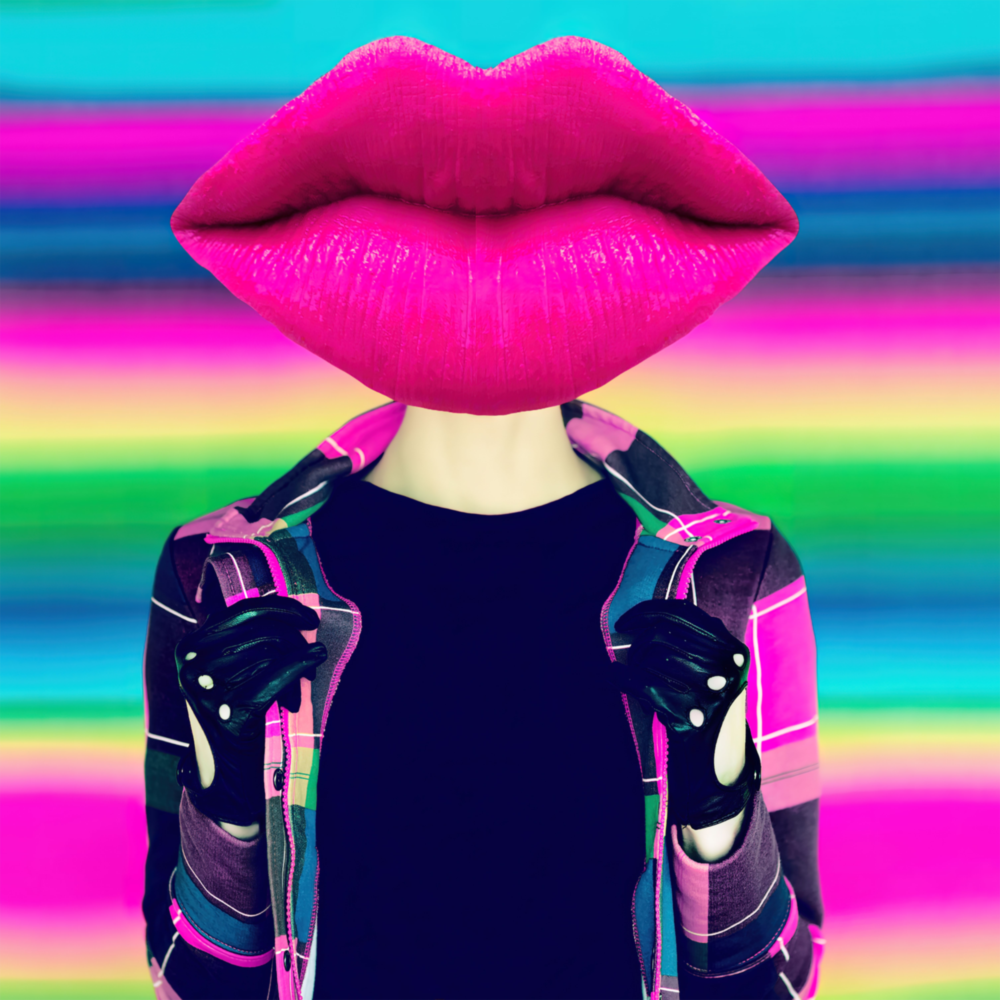 Head Lip Glass Wall Art