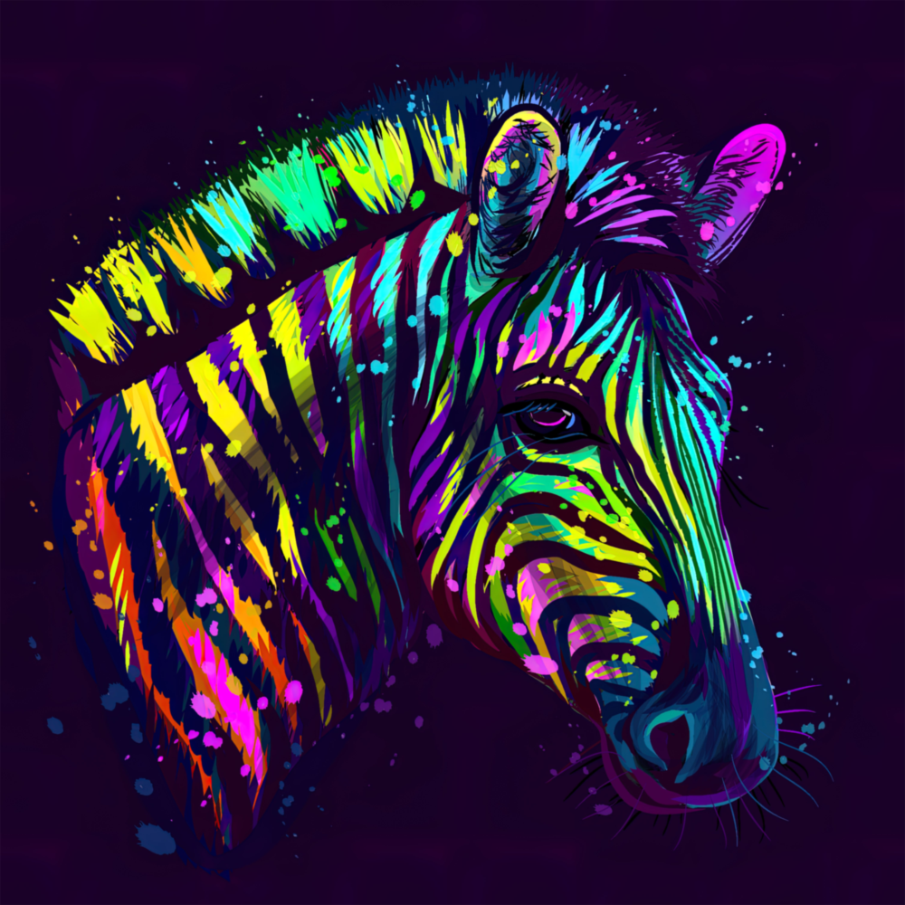 Colorful Zebra Glass Wall Art