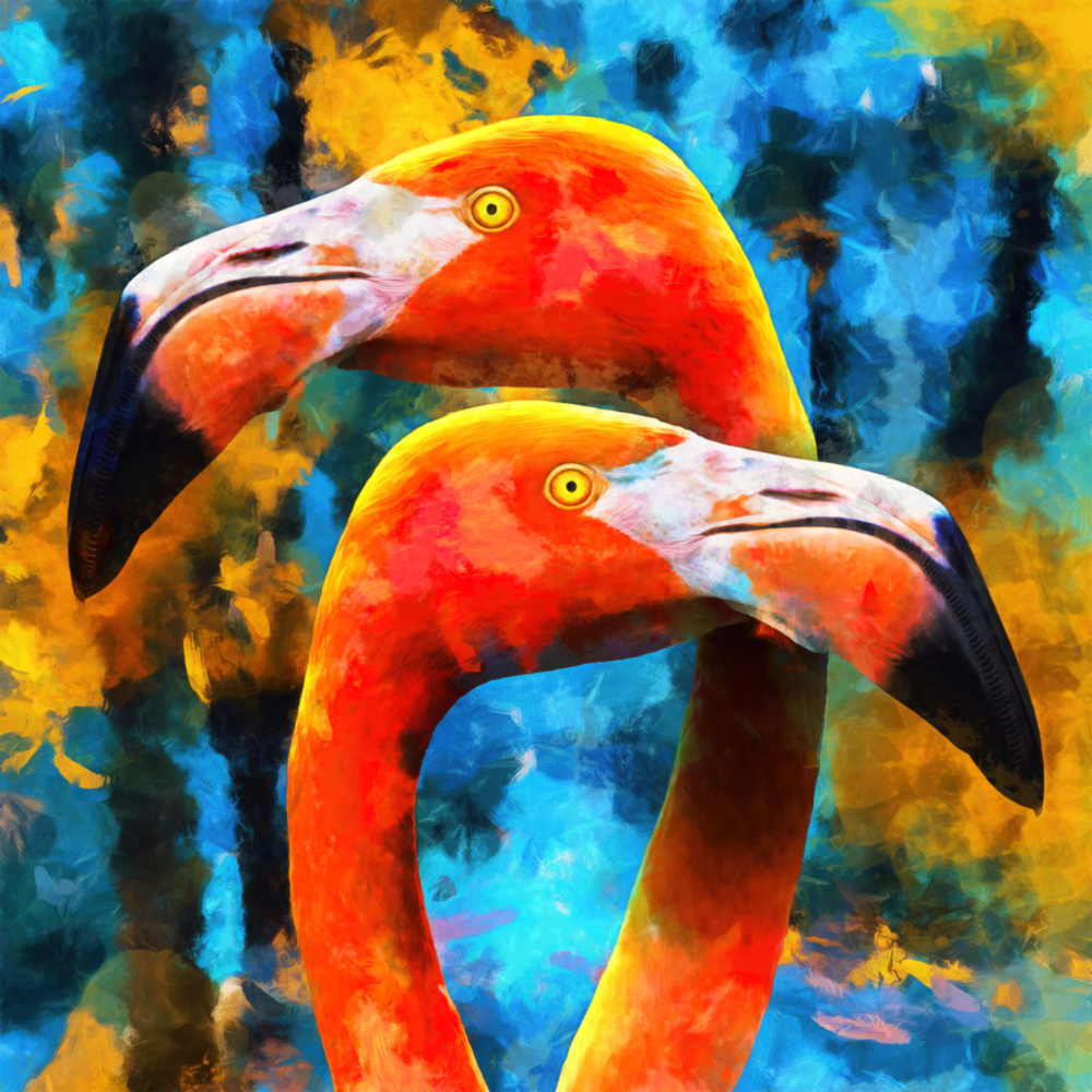 Flamingos Glass Wall Art