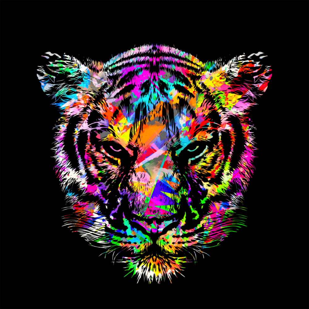 Colored Tiger Glass Wall Art
