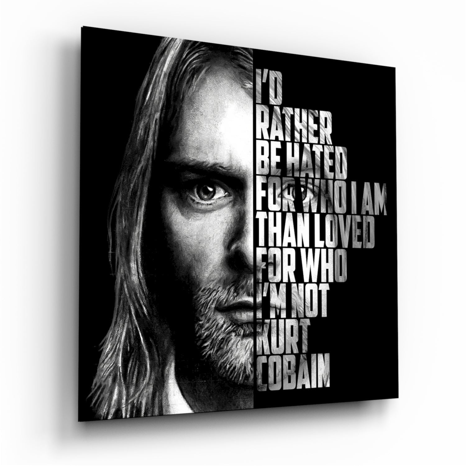 Kurt Cobain  Glass Wall Art