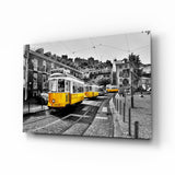 Yellow Tram (Lisbon) Glass Wall Art.