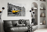 Yellow Tram (Lisbon) Glass Wall Art.