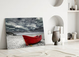 Red Kayak Glass Wall Art.