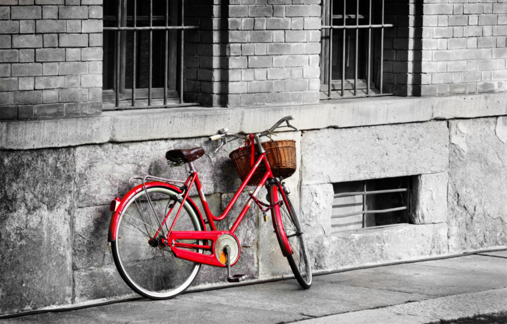 Red Bicycle Glass Wall Art