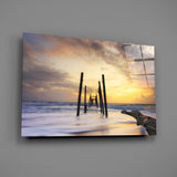 Destroyed Dock Glass Wall Art.
