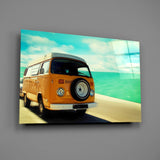 Vosvos Minibus Glass Wall Art.