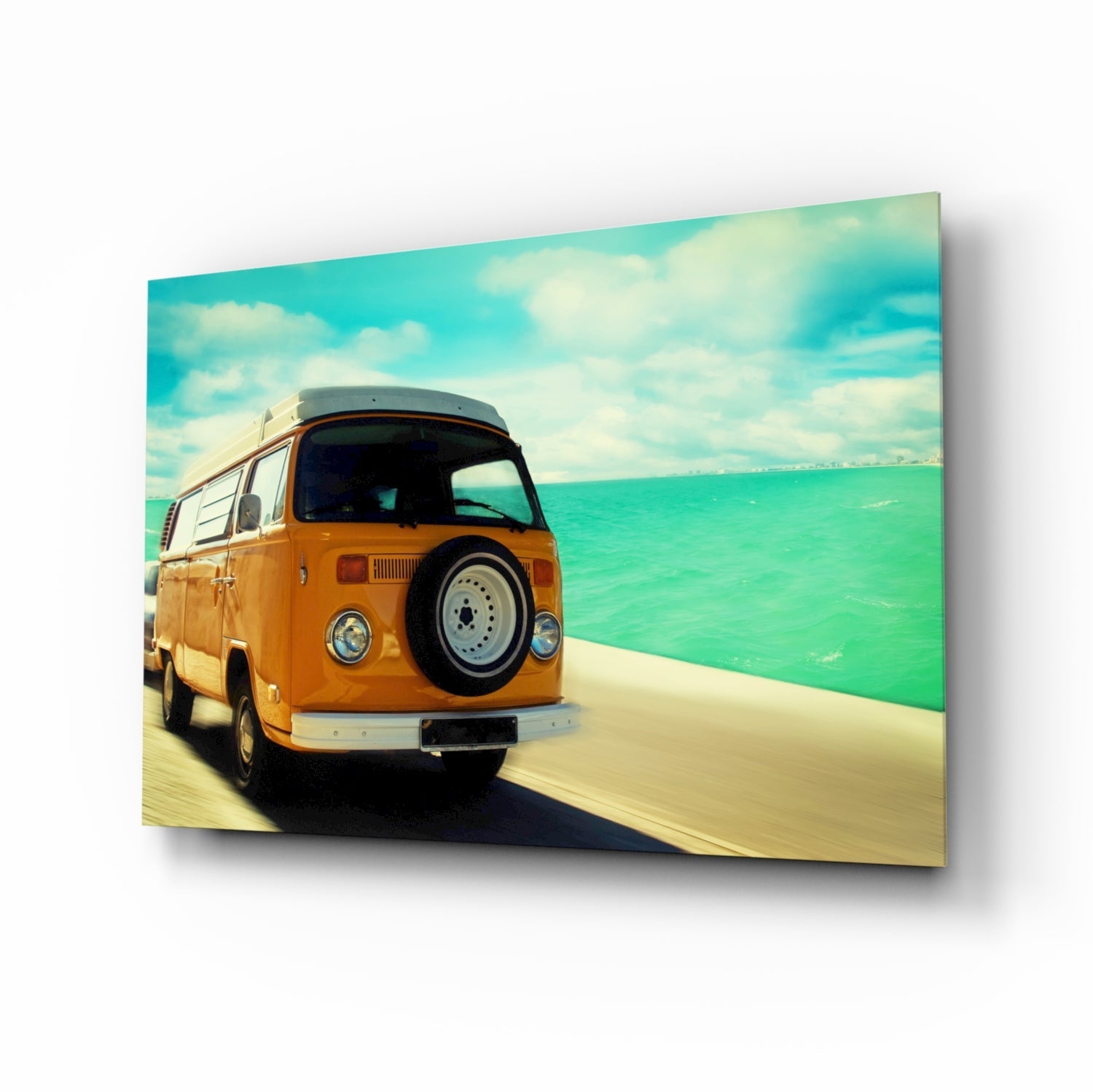 Vosvos Minibus Glass Wall Art.