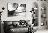 Boats on the Beach Glass Wall Art.