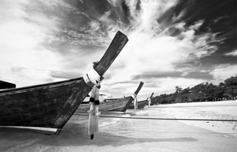 Boats on the Beach Glass Wall Art