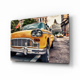 Classic Taxi Glass Wall Art.