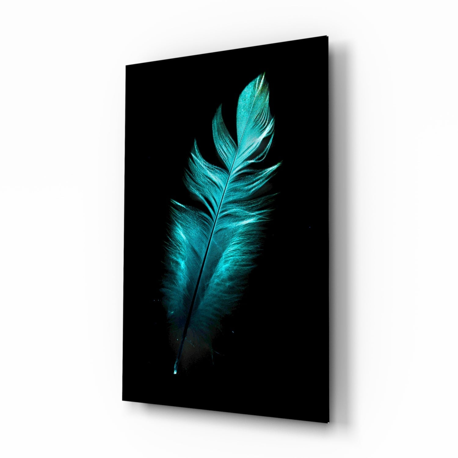 Green Feather Glass Wall Art.