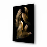 Tan Feather Glass Wall Art.