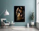 Tan Feather Glass Wall Art.